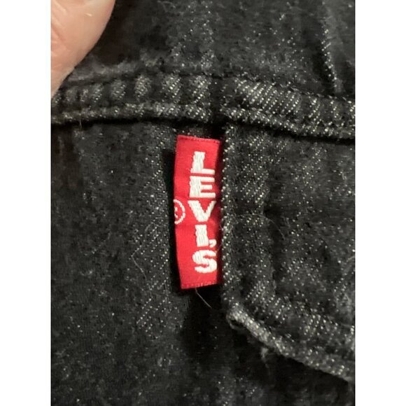 Levis Premium Denim Jacket Womens XL Snap Buttons Unique Colorful Logo Black - Picture 7 of 13